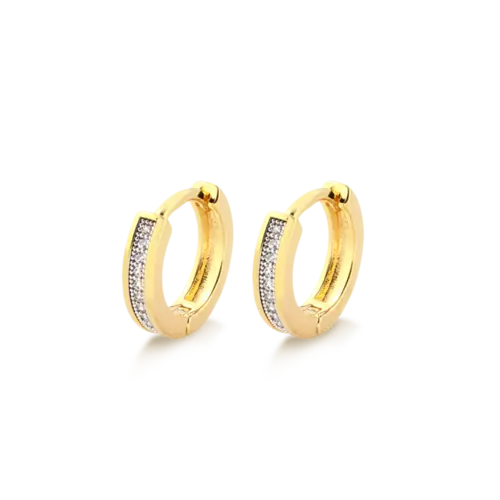 Argola Fileira de Zircônia Folheada a Ouro 18k