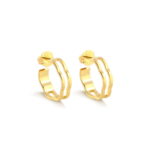 Brinco Liso Flor Folheado a Ouro 18k