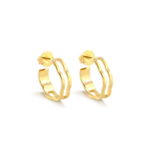 Brinco Liso Flor Folheado a Ouro 18k