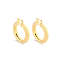 Argola Lisa Redonda 32mm Folheada a Ouro 18k