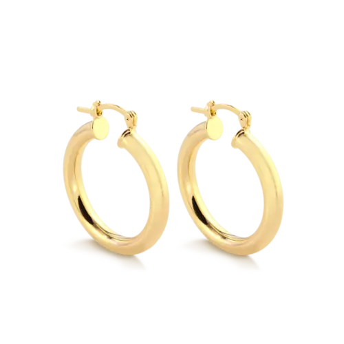 Argola Lisa Redonda 29mm Folheada a Ouro 18k