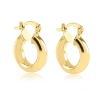 Argola Lisa Redonda 17mm Folheada a Ouro 18k