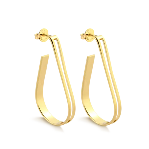 Argola Lisa Gota 45x24mm Folheada a Ouro 18k