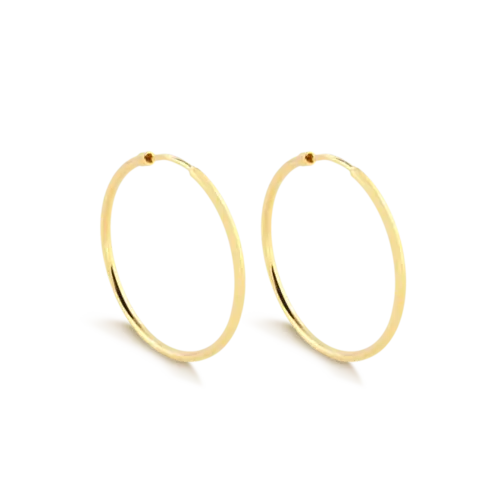 Argola Fina Lisa 30mm Folheada a Ouro 18k