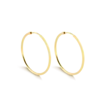 Argola Fina Lisa 30mm Folheada a Ouro 18k