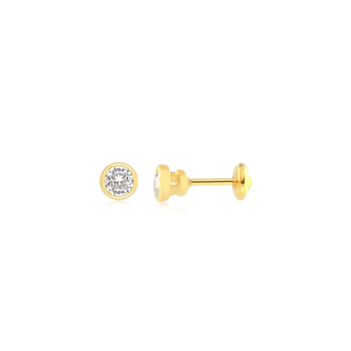 Brinco Baby Ponto de Luz Redondo 4mm Folheado a Ouro 18k