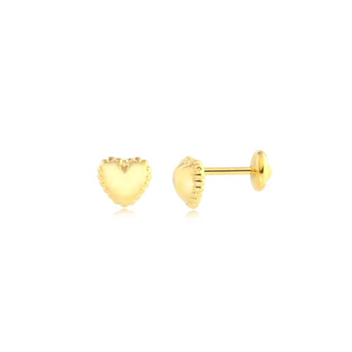 Brinco Baby Coração Com Bordas Folheado a Ouro 18k