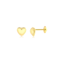 Brinco Baby Coração Com Bordas Folheado a Ouro 18k