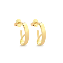 Brinco Liso Detalhe Fios 19x10mm Folheado a Ouro 18k