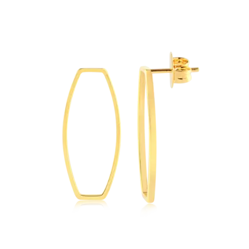 Brinco Fio Retangular Folheado a Ouro 18k