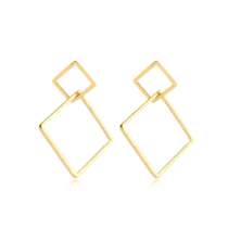 Brinco 2 Aros Quadrados Folheado a Ouro 18k