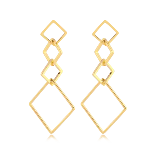 Brinco 4 Aros Quadrados Folheado a Ouro 18k