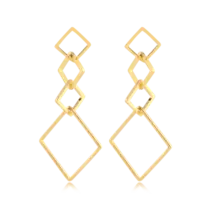 Brinco 4 Aros Quadrados Folheado a Ouro 18k
