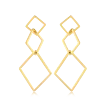 Brinco 3 Aros Quadrados Folheado a Ouro 18k