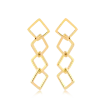 Brinco Aros Quadrados Folheado a Ouro 18k
