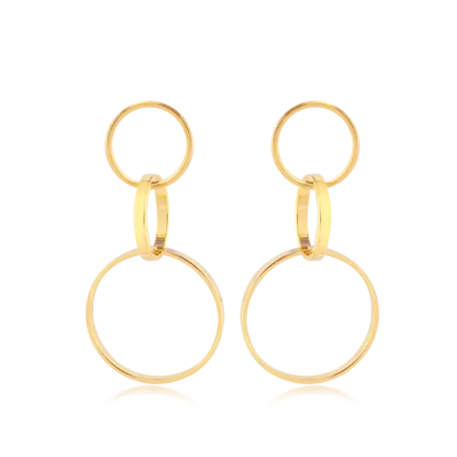 Brinco Aros Redondos Folheado a Ouro 18k
