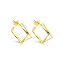 Brinco Quadrado Liso Folheado a Ouro 18k