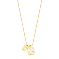 Gargantilha Zircônia Retangular Dupla Folheada a Ouro 18k