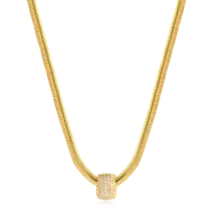 Gargantilha Cobra Retangular Cravejado Folheado a Ouro 18k