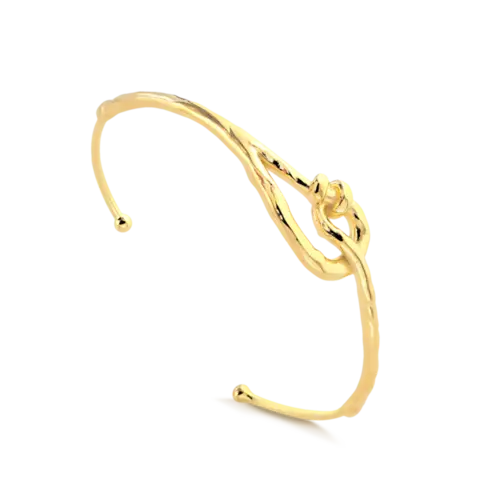 Bracelete Entrelaçado Estilo Nó Folheado a Ouro 18k