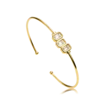 Bracelete Trio de Zircônia Retangular Folheado a Ouro 18k