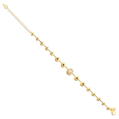 Pulseira Ponto de Luz Bolas Lisas Folheado a Ouro 18k