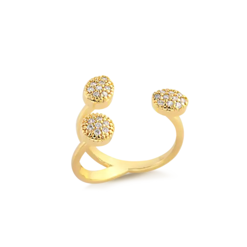 Anel Três Gotas Cravejadas Folheado a Ouro 18k