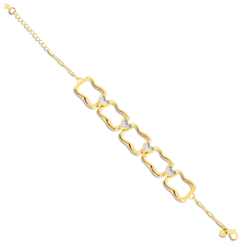 Pulseira Elos Orgânicos Coração Folheado a Ouro 18k