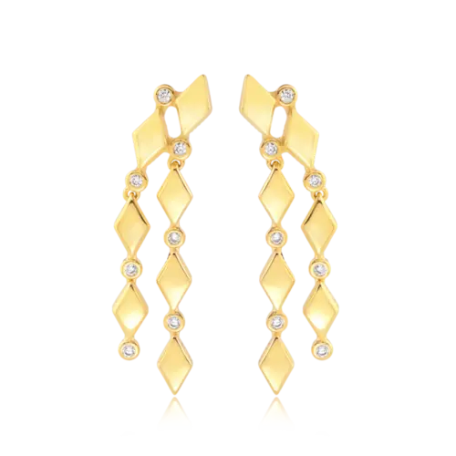 Brinco Losangos Ponto de Luz Folheado a Ouro 18k