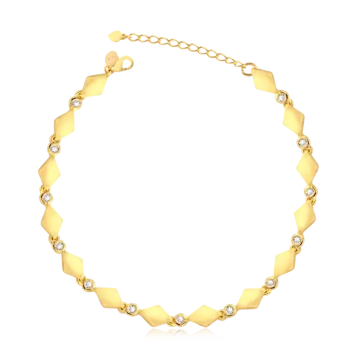 Pulseira Losangos Ponto de Luz Folheado a Ouro 18k