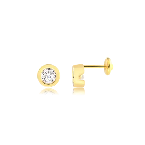 Brinco Ponto de Luz Redondo 5mm Folheado a Ouro 18k