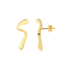 Brinco Curvado Tipo Orgânico Folheado a Ouro 18k