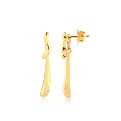 Brinco Duplo Curvado Tipo Orgânico Folheado a Ouro 18k