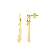 Brinco Duplo Curvado Tipo Orgânico Folheado a Ouro 18k