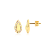 Brinco Gota Cravejado Folheado a Ouro 18k