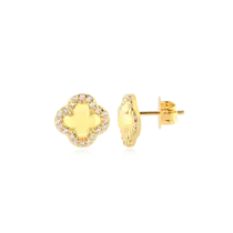 Brinco Flor Cravejada Folheada a Ouro 18k