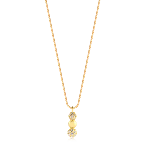 Gargantilha Esferas Cravejadas Folheada a Ouro 18k