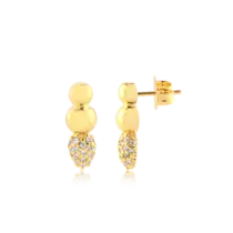 Brinco Esferas Lisas e Cravejada Folheado a Ouro 18k