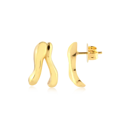 Brinco Orgânico Folheado a Ouro 18k