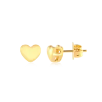 Brinco Coração Liso Folheado a Ouro 18k