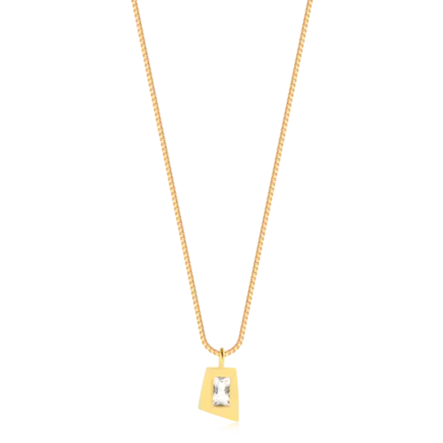 Gargantilha Zircônia Retangular Folheada a Ouro 18k