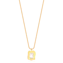 Gargantilha Orgânico Zircônia Retangular Folheado a Ouro 18k