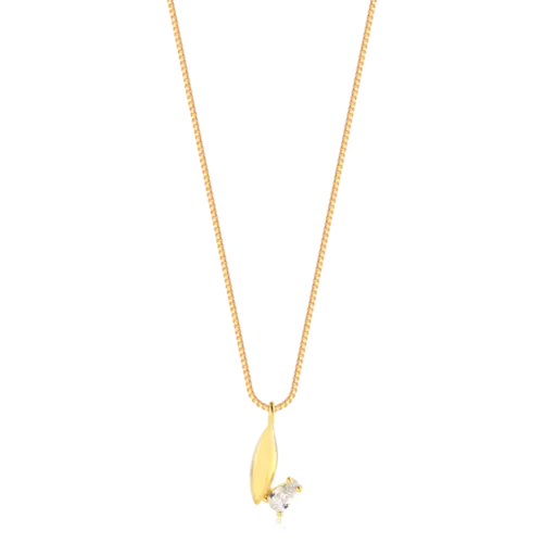 Gargantilha Folhas Gota Zircônia Folheada a Ouro 18k