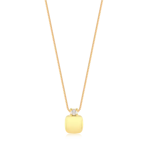 Gargantilha Quadrado Liso Ponto de Luz Folheado a Ouro 18k