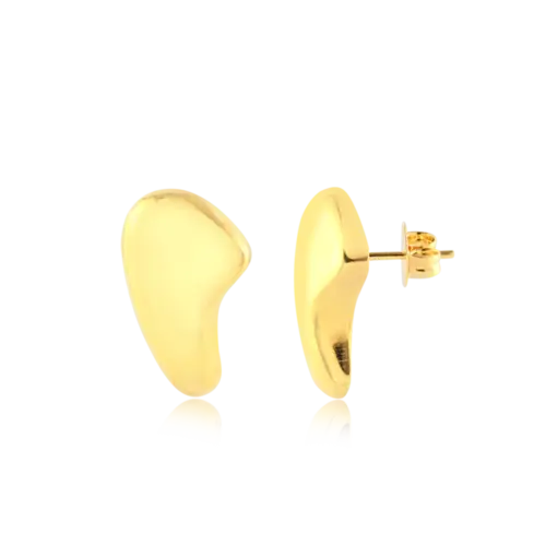 Brinco Orgânico Liso Folheado a Ouro 18k