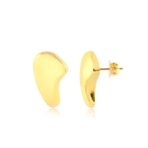 Brinco Orgânico Liso Folheado a Ouro 18k