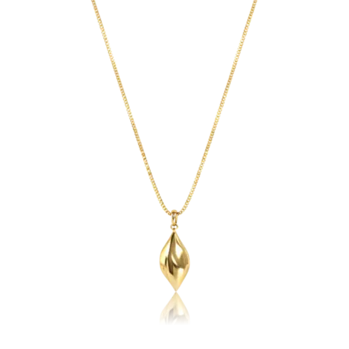 Gargantilha Orgânico Folha Folheada a Ouro 18k