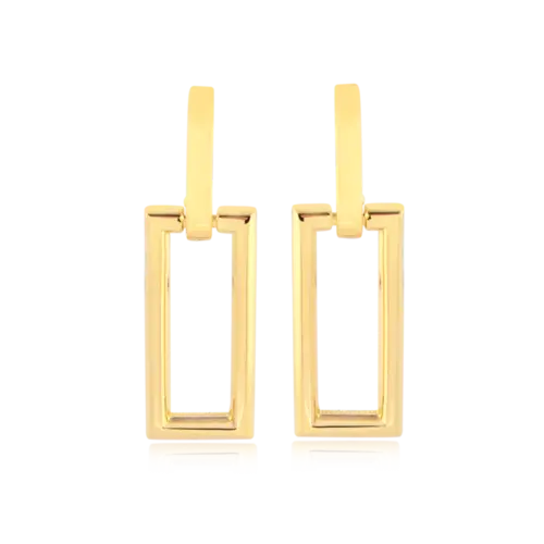 Brinco Retangular Folheado a Ouro 18k