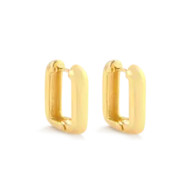 Argola Retangular Folheada a Ouro 18k