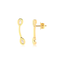 Brinco Ear Cuff Dupla Gota Zircônia Folheado a Ouro 18k